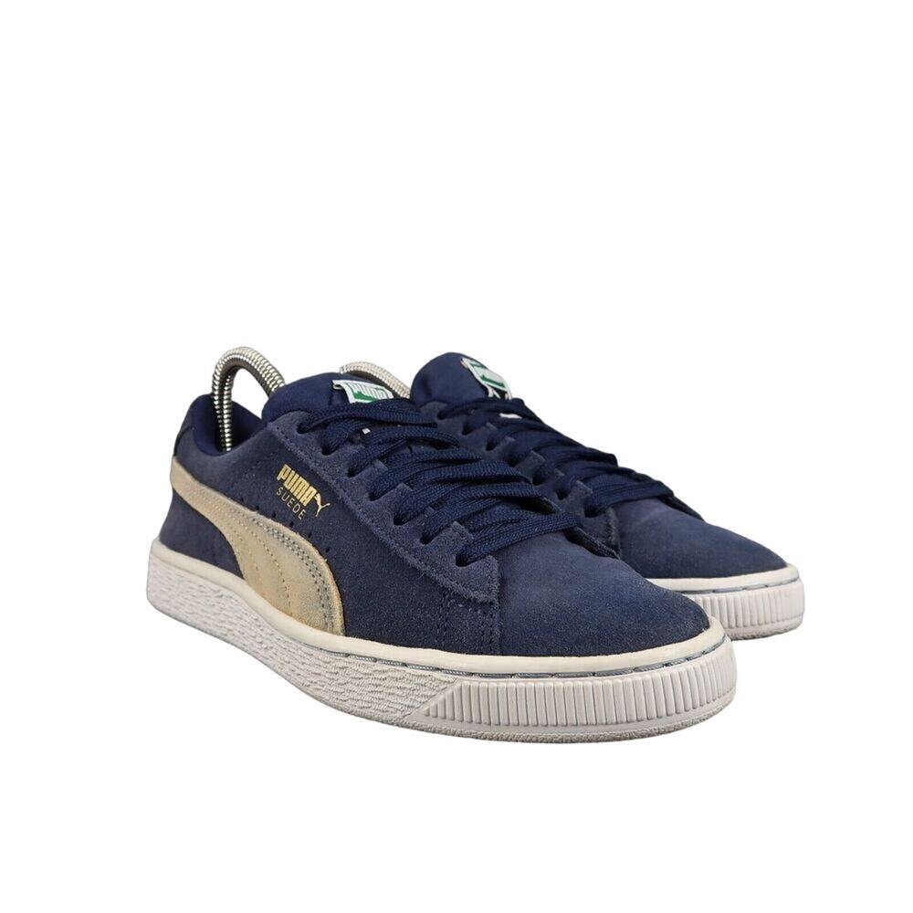 Puma Shoes Kids 5 Sneaker Casual Suede Classic Lace Up Blue Beige Trainer Active